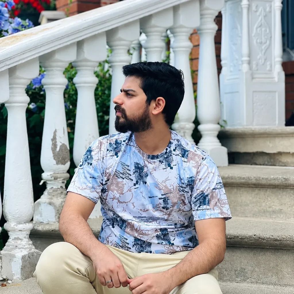 Contemplative Portrait on Stone Steps